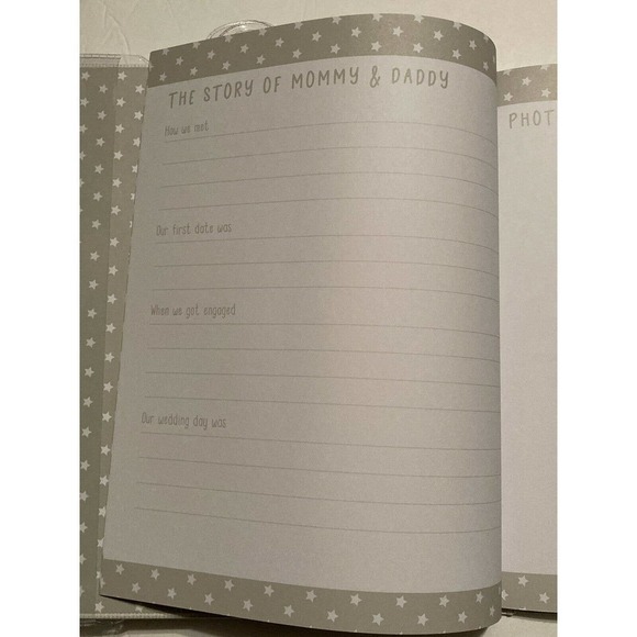 Kate & Milo Gray NEUTRAL Baby's First Year Memory Book Baby Milestones Boy Girl - Picture 5 of 9